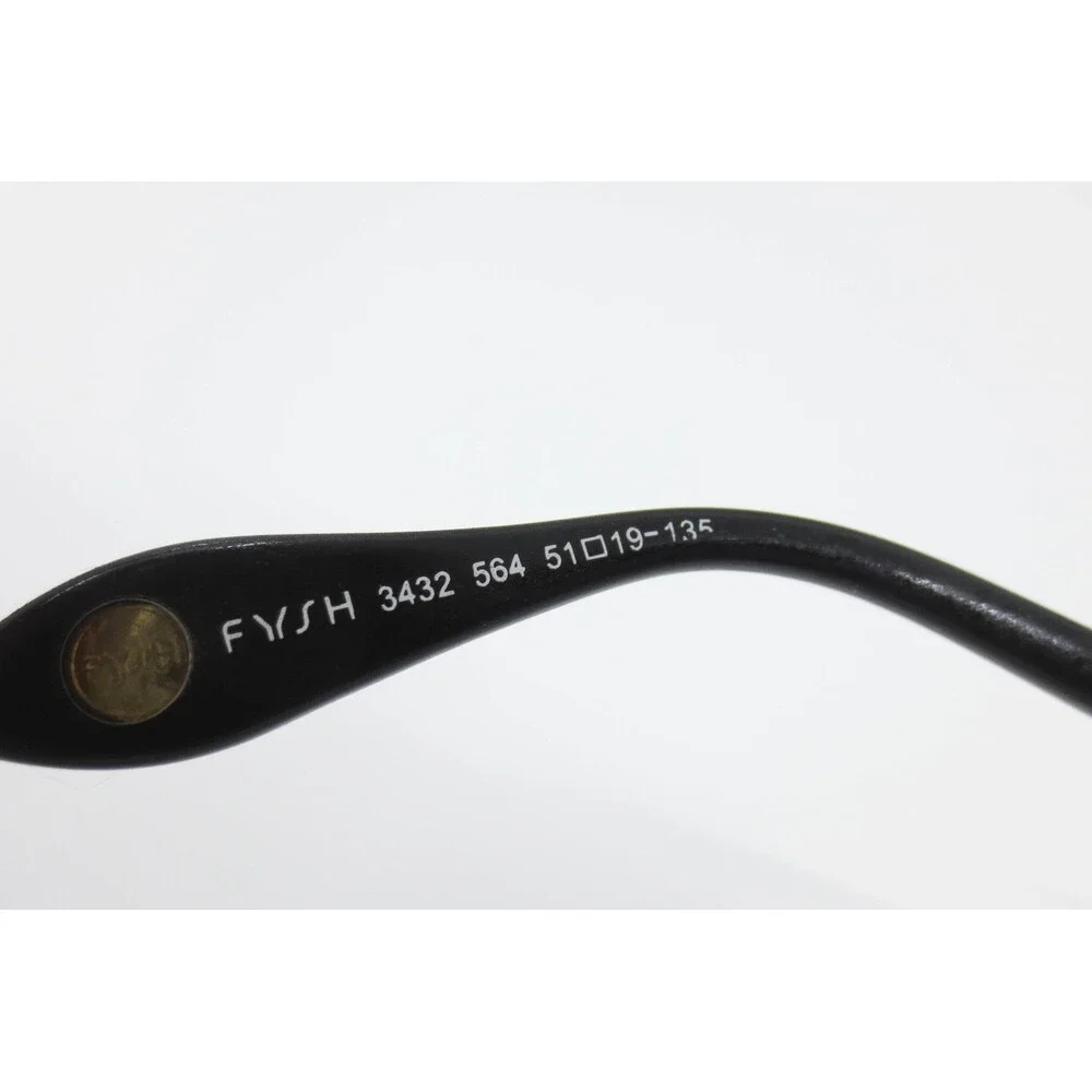Fysh UK 3432 564 Black Blue Rectangular Semi Rimless Eyeglasses Frames 51-19-135
